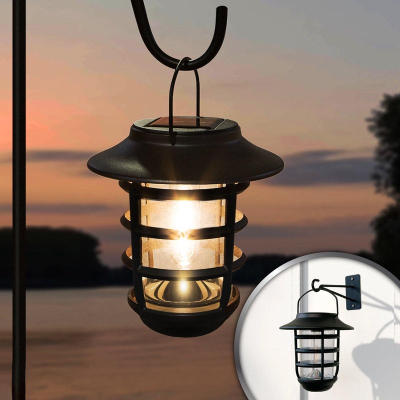 Classy Caps SHW553 Black Aluminum Nottingham Solar Hanging Coach Light