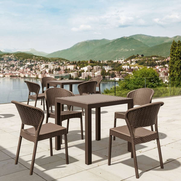 Daytona Wickerlook Square Dining Set 5 Piece with Side Chairs