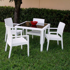 Compamia Miami Wickerlook Square Dining Set with Arm Chairs 5 Piece