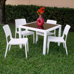 Compamia Miami Wickerlook Square Dining Set 5 Piece with Side Chairs