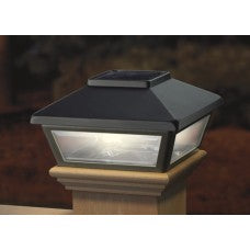 Deckorators Black Deckorator Maine Ornamental Solar LED Post Cap with Treated Pine Skirt