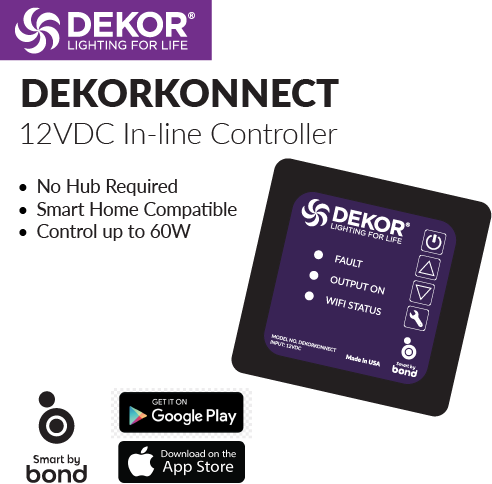 DeKor DEKORKONNECT™ WiFi Light Controller, Ez WiFi Dimmer w/ Remote iPhone, iPad App